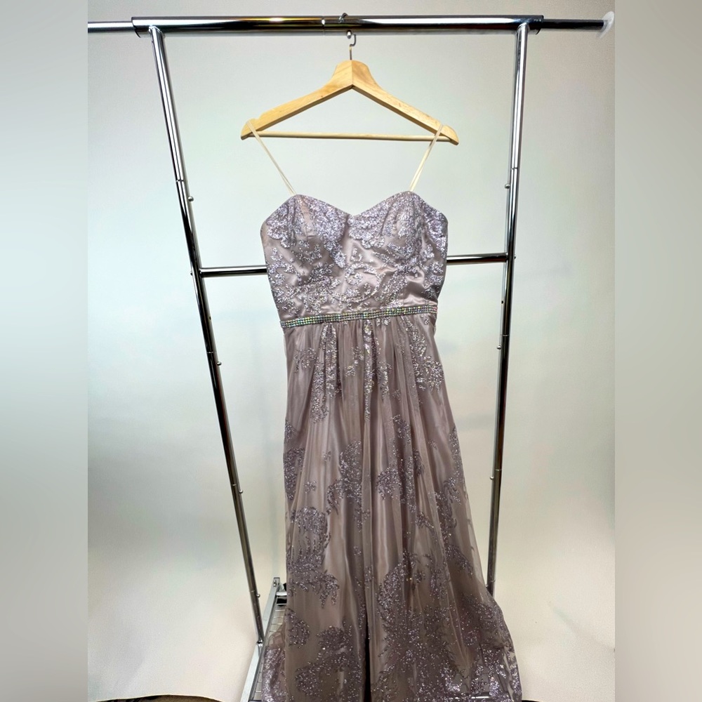 Lavender & Silver Strapless Gown